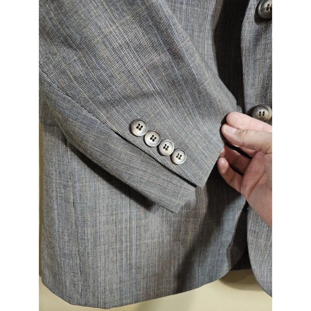 Vintage Austin Manor 3 Piece Suit Mens 42S 35x30 Grey Multi Micro Pinstripe Wool